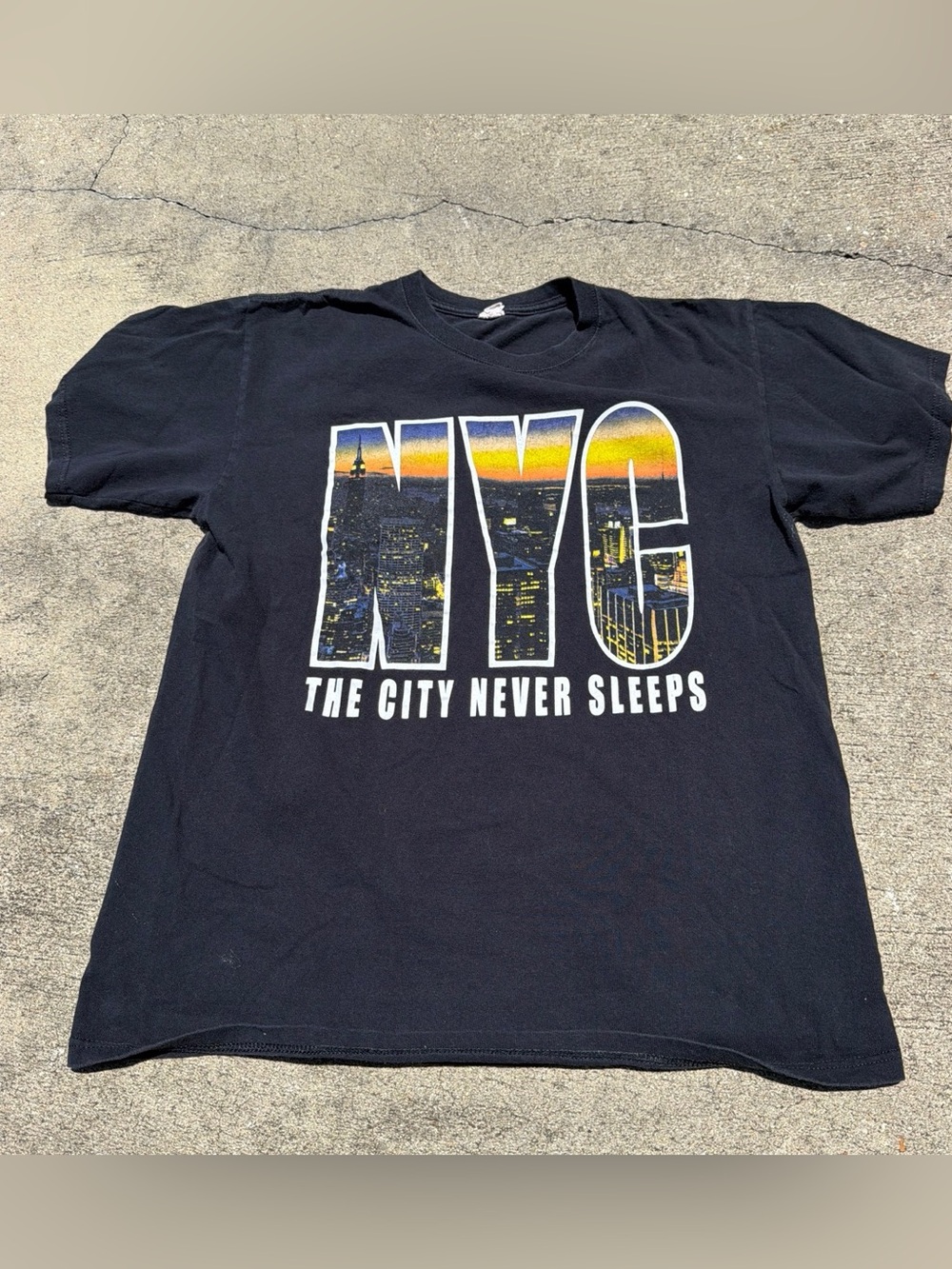 Nyc Graphic T-Shirt - Black, "The City Never Sleeps"